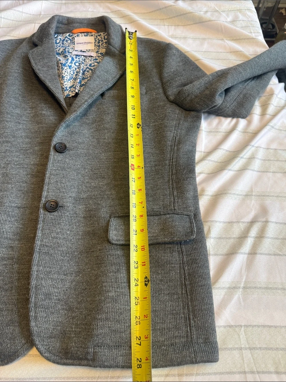 liberty Gray Knit Sport Coat with Patterned Lining - Picture 5 of 8